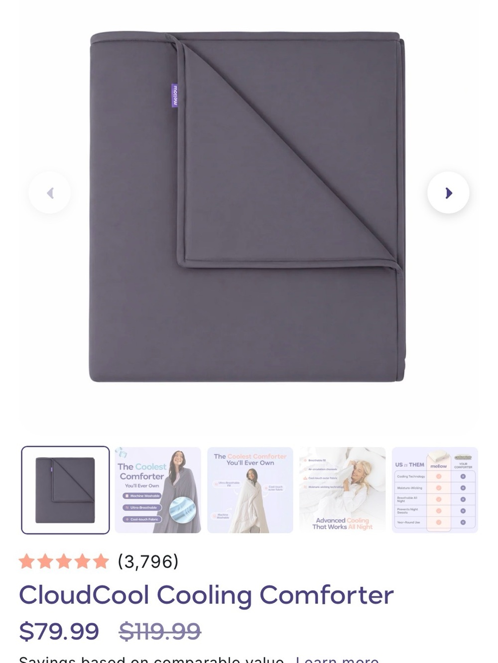 Cooling Comforter - Gray (Midnight)